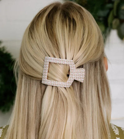 Teleties Small Flat Square Clip - Laura Park Pine & Pearl