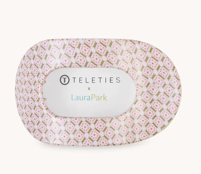 Teleties Flat Round Large Hair Clip - Pine & Pearl