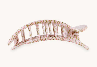 Teleties Flat Round Large Hair Clip - Pine & Pearl