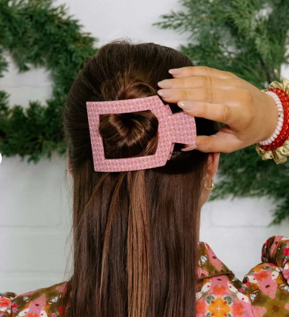 Teleties Large Flat Square Clip - Laura Park Berry Cozy