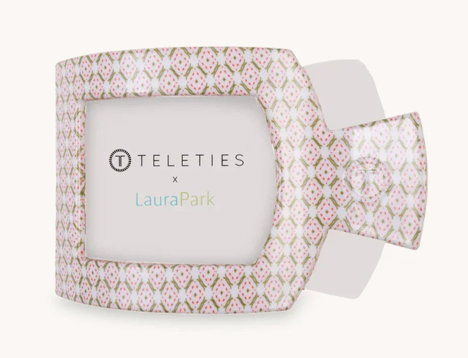 Teleties Large Flat Square Clip - Pine & Pearl