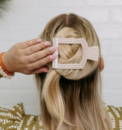 Teleties Large Flat Square Clip - Pine & Pearl