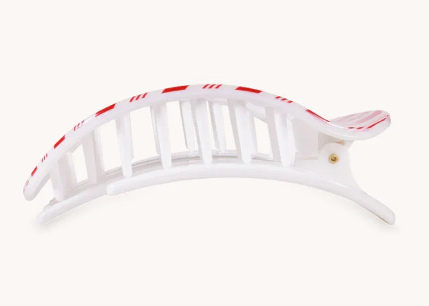Teleties Flat Round Large Hair Clip - Candy Cane Crush
