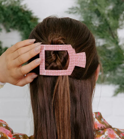 Teleties Medium Flat Square Clip - Laura Park Berry Cozy