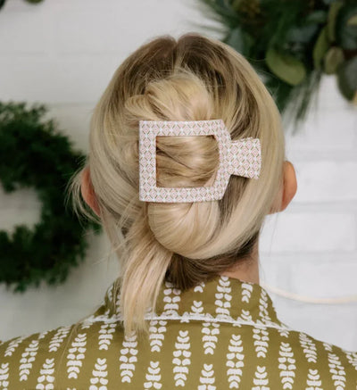 Teleties Medium Flat Square Clip - Laura Park Pine & Pearl