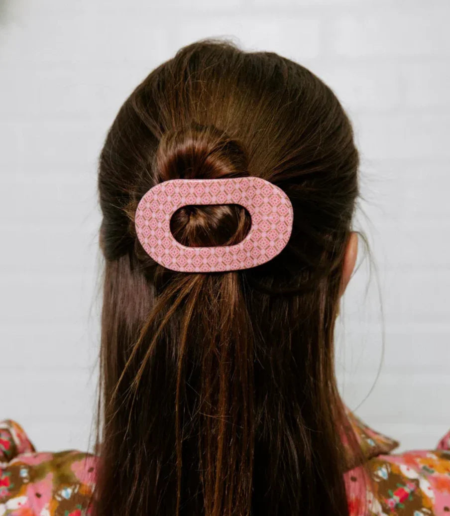 Teleties Flat Round Small Hair Clip - Laura Park Berry Cozy