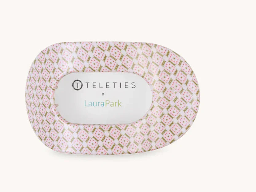 Teleties Flat Round Small Hair Clip - Laura Park Pine & Pearl