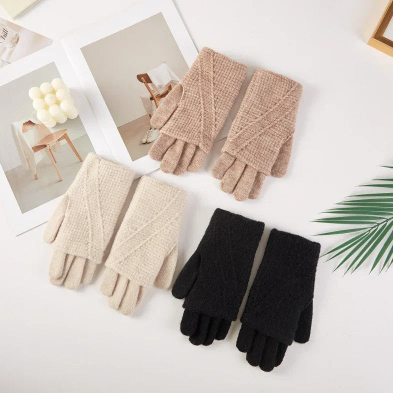 Fold Over Knit Gloves