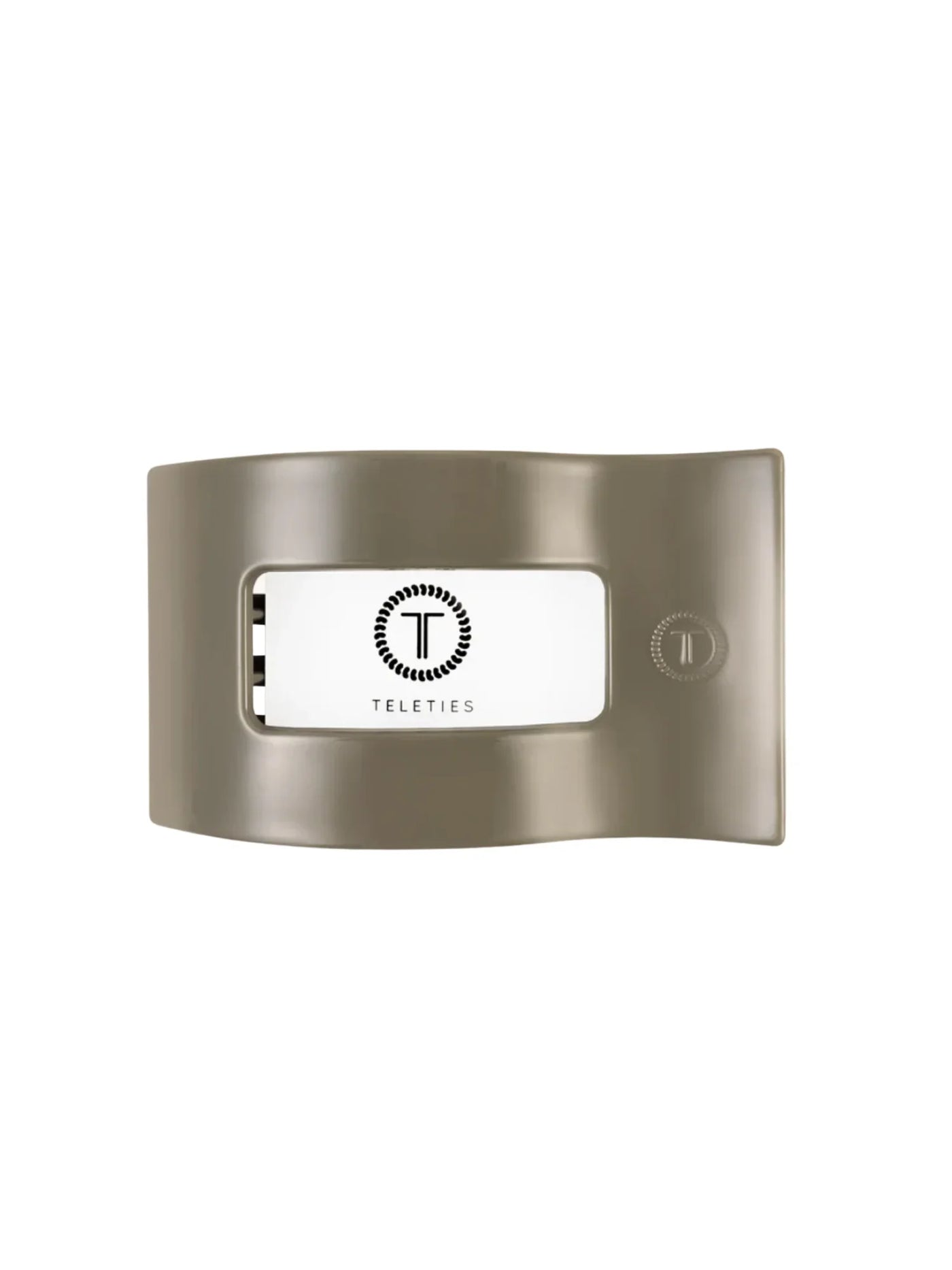 Sage green large flat rectangle hair clip on white background, front.