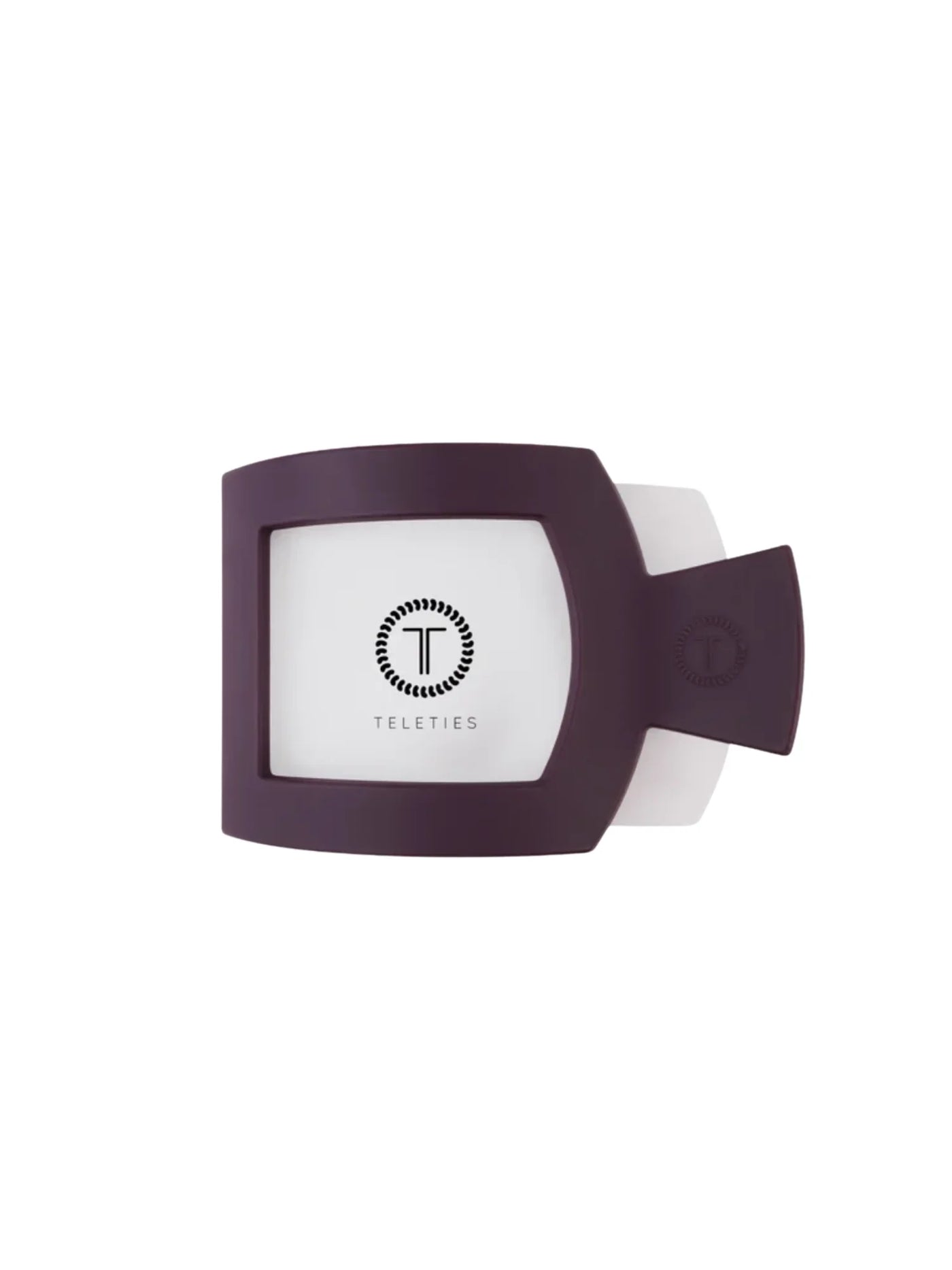 Burgundy large square hair clip on white background, front.