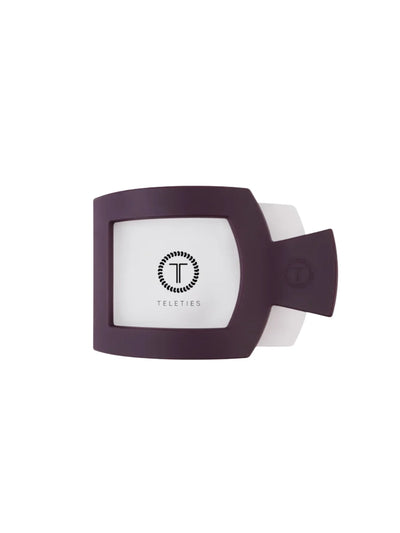 Burgundy large square hair clip on white background, front.