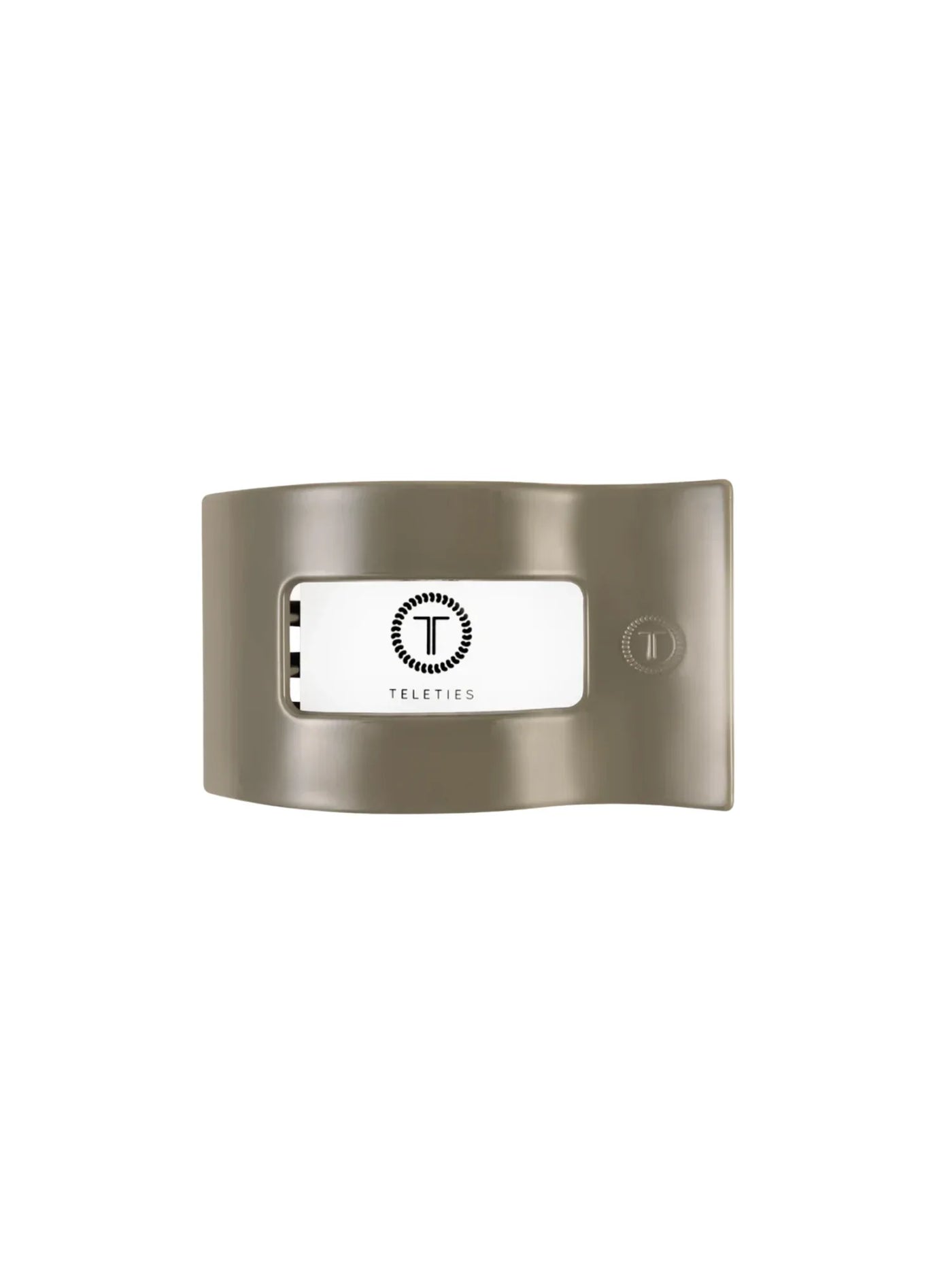 Sage green rectangle hair clip on white background, front.