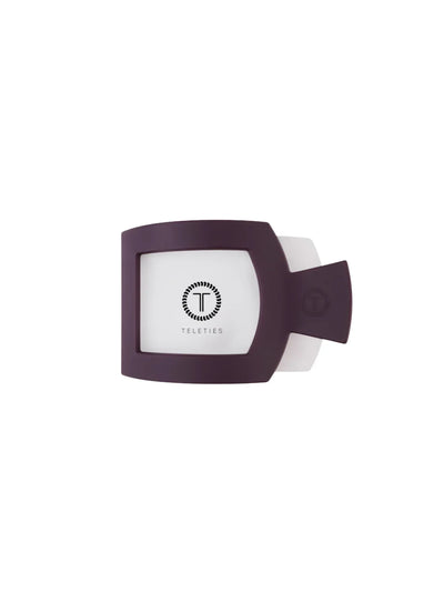 Burgundy medium square hair clip on white background, front.