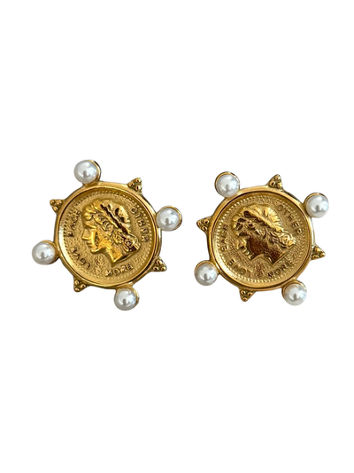Pearl Coin Earrings