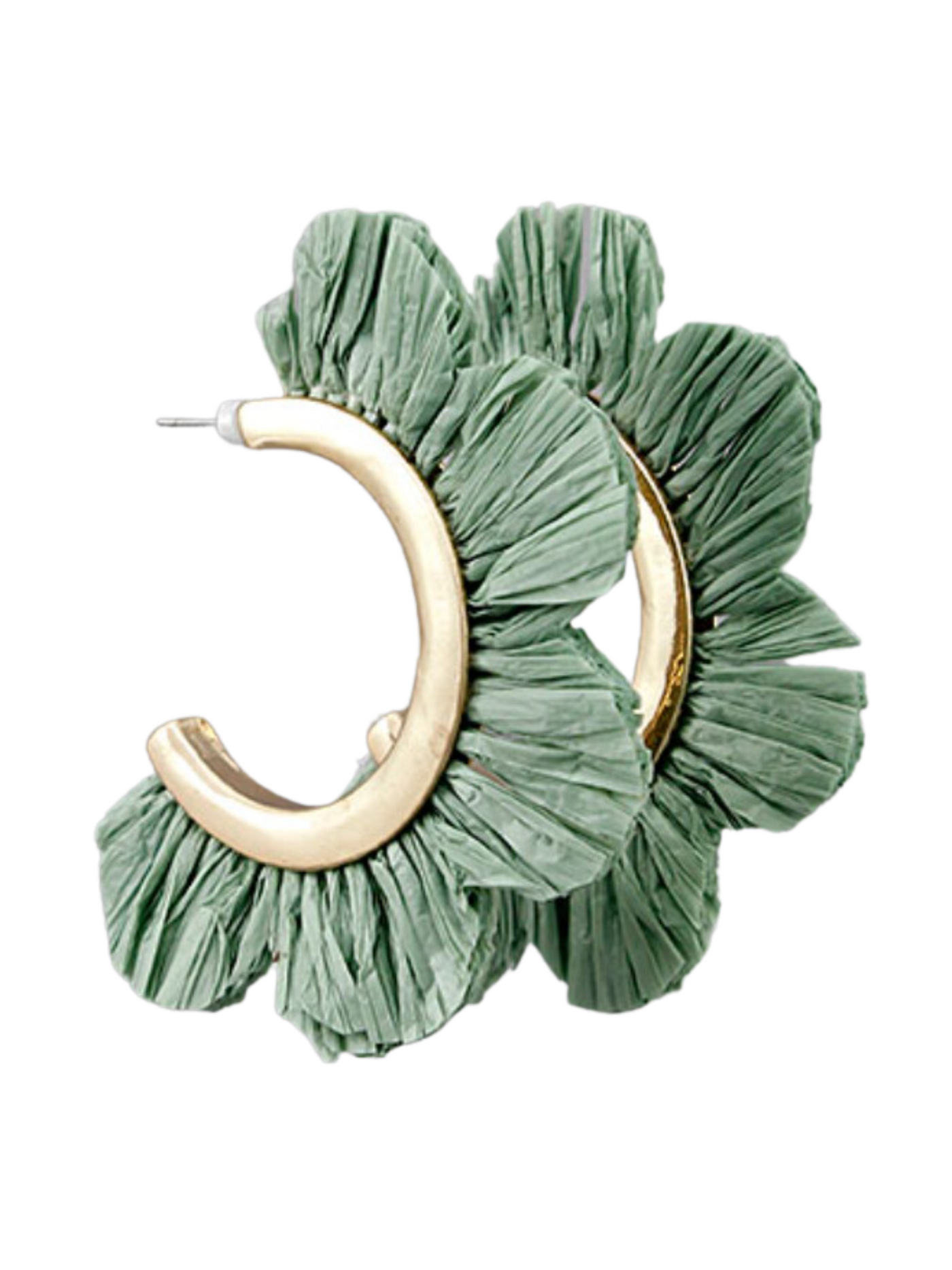Raffia Flower Hoop Earrings