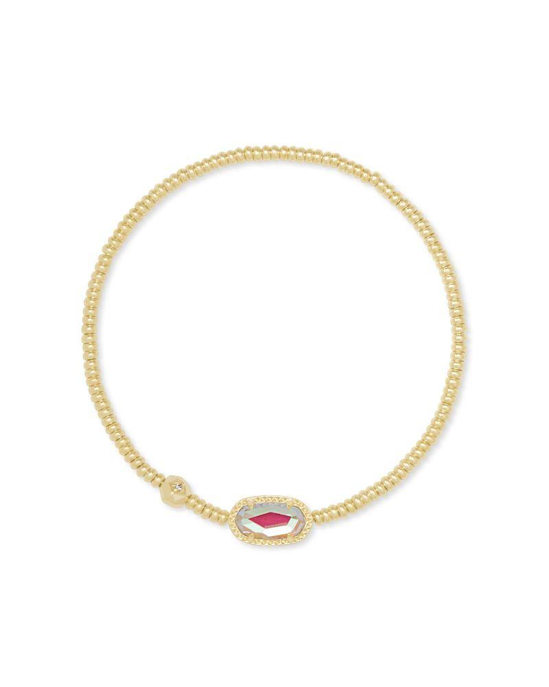 Kendra Scott Grayson Stretch Bracelet in Gold Dichroic Glass on white background.