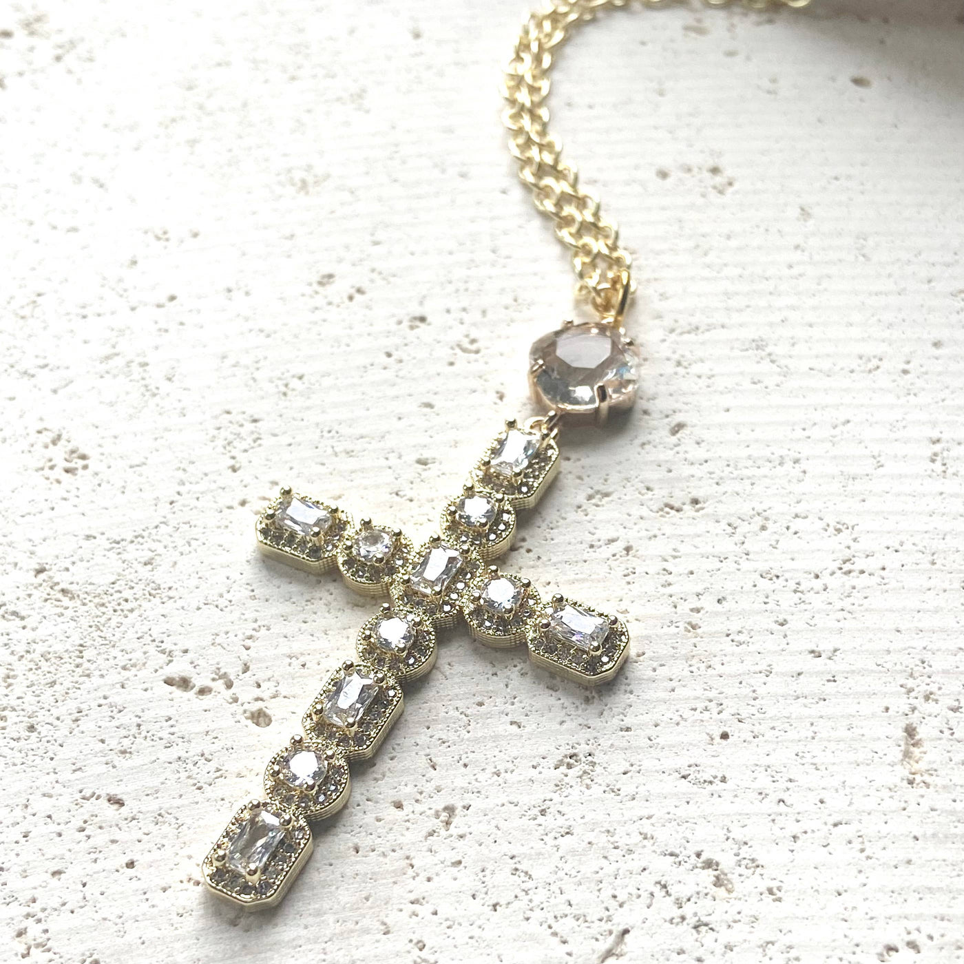 VB&CO Designs Handmade Jewelry Crystal Cross - Gold