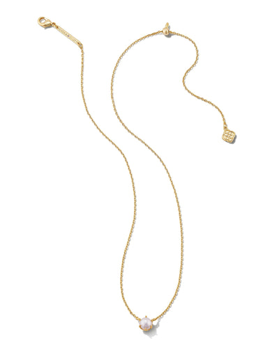 Kendra Scott Ashton Pearl Pendant Necklace Gold on white background full view.