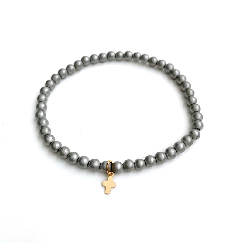 Ligh gray luxe cross bracelet
