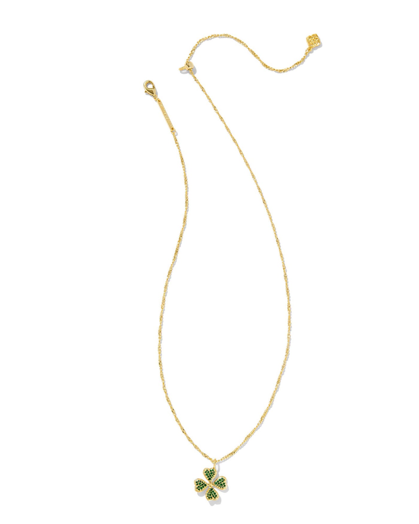 Kendra Scott Clover Crystal Necklace in Gold Green Crystal