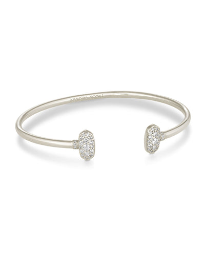 Silver Grayson Cuff Bracelet in White Crystal