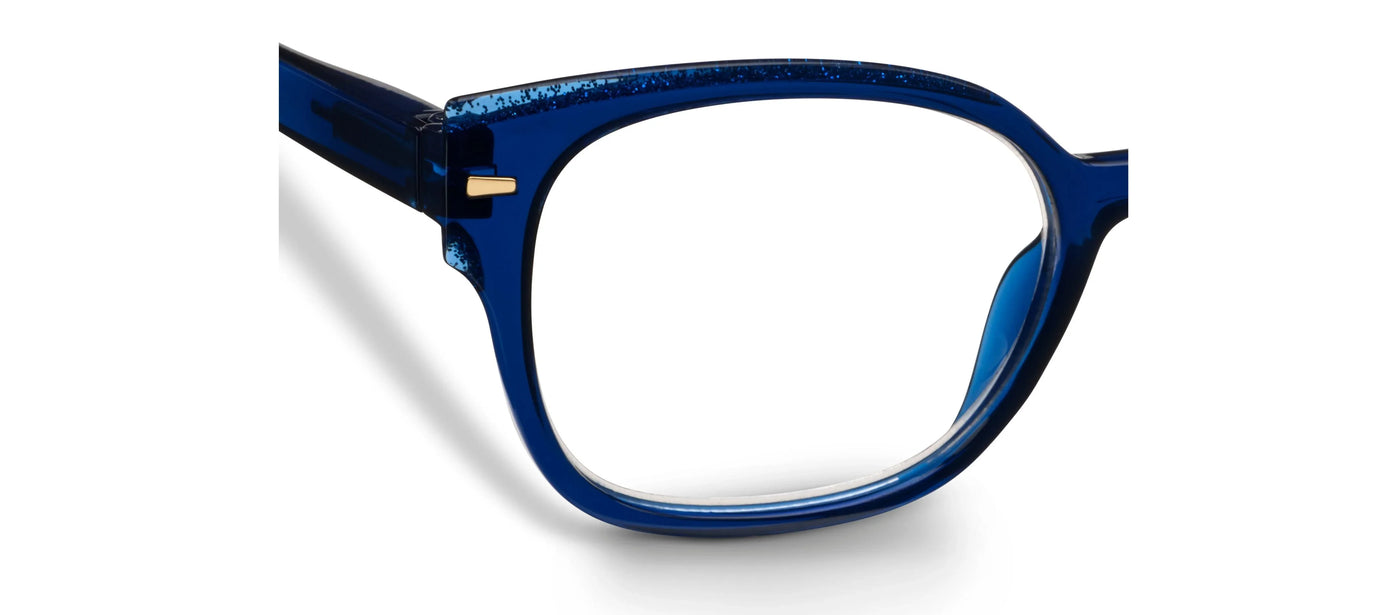 Blue eyeglasses on a white background