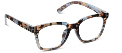 Multicolored tortoiseshell eyeglass frames on a white background