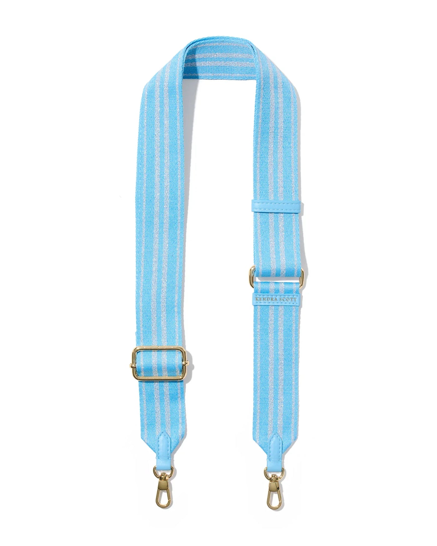 Light blue strap with gold hardware on a white background.