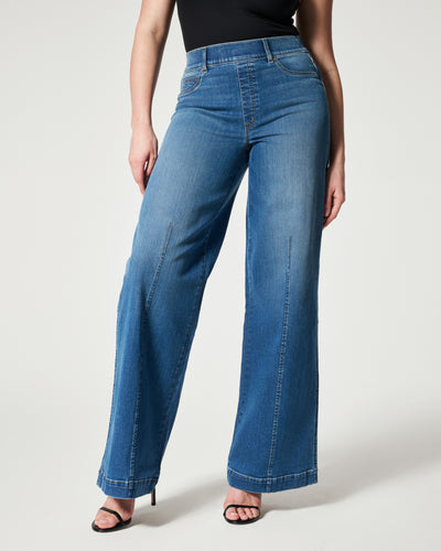 Seamed Front Wide Leg Jeans front view.