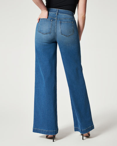 Seamed Front Wide Leg Jeans back view.