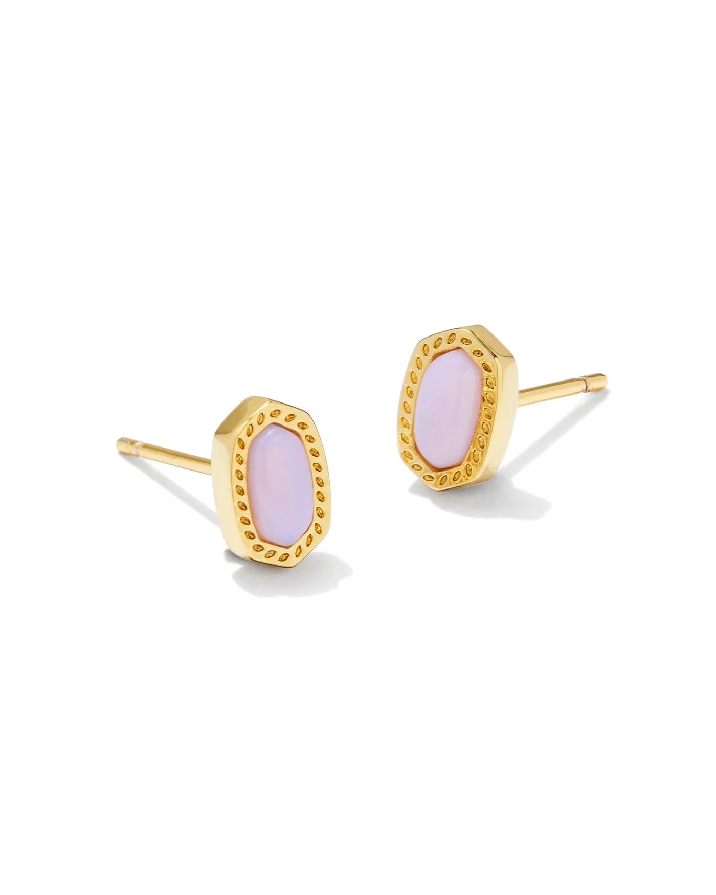 Kendra Scott Mini Ellie Stud Earrings in Gold Pink Opalite Crystal