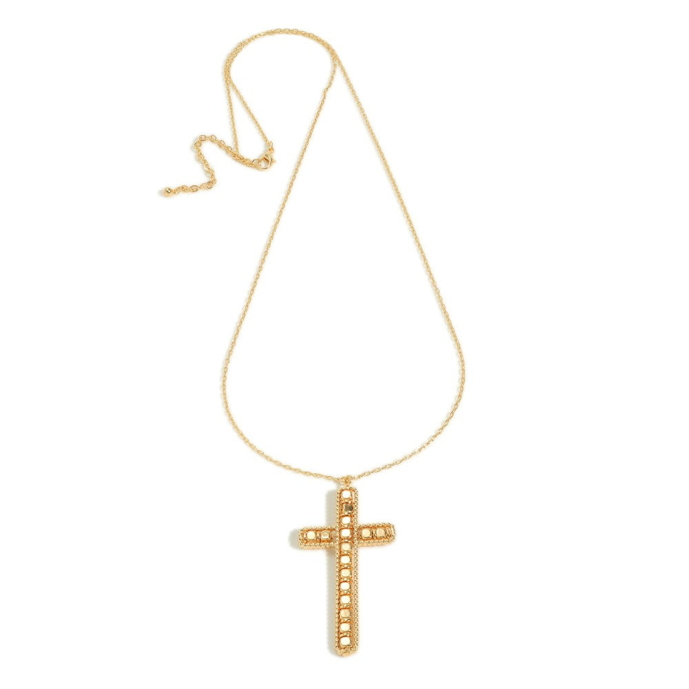 Petite Necklace With Bead Encased Cross Pendant