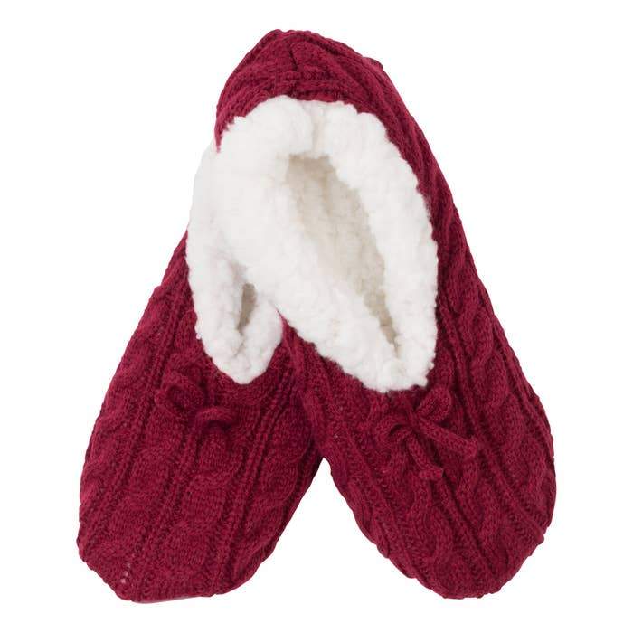 Knit Sweater Slippers in Cranberry - Fruit of the Vine