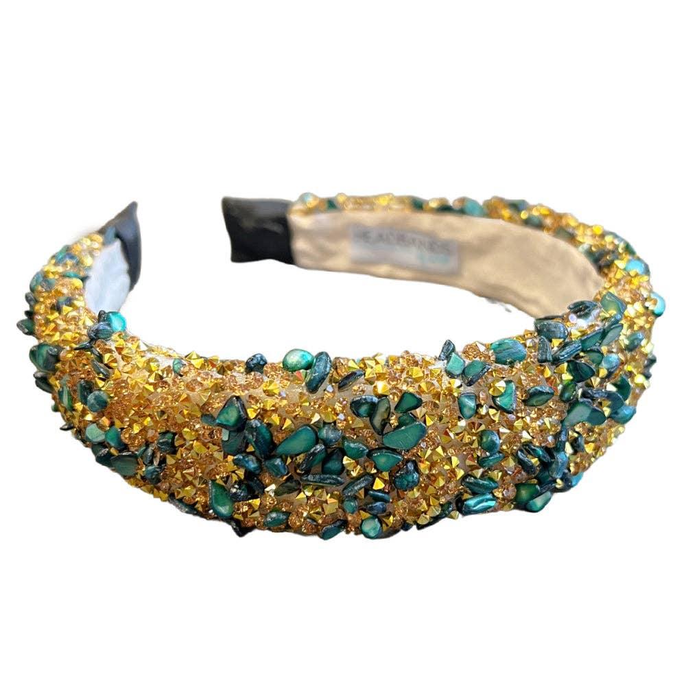 Green and gold stone embellished headband