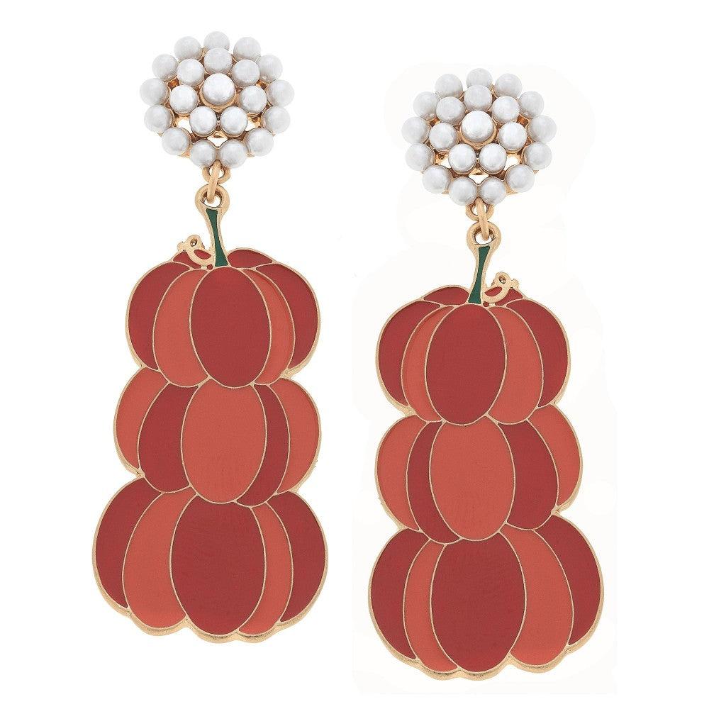 Pumpkin Pearl Cluster Drop Earrings | Fruit of the Vine Boutique 