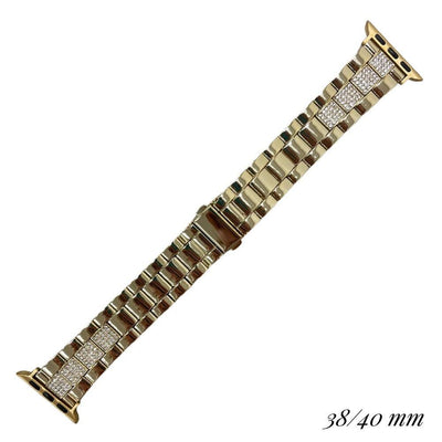 Gold links and rhinestone accented smart watch band