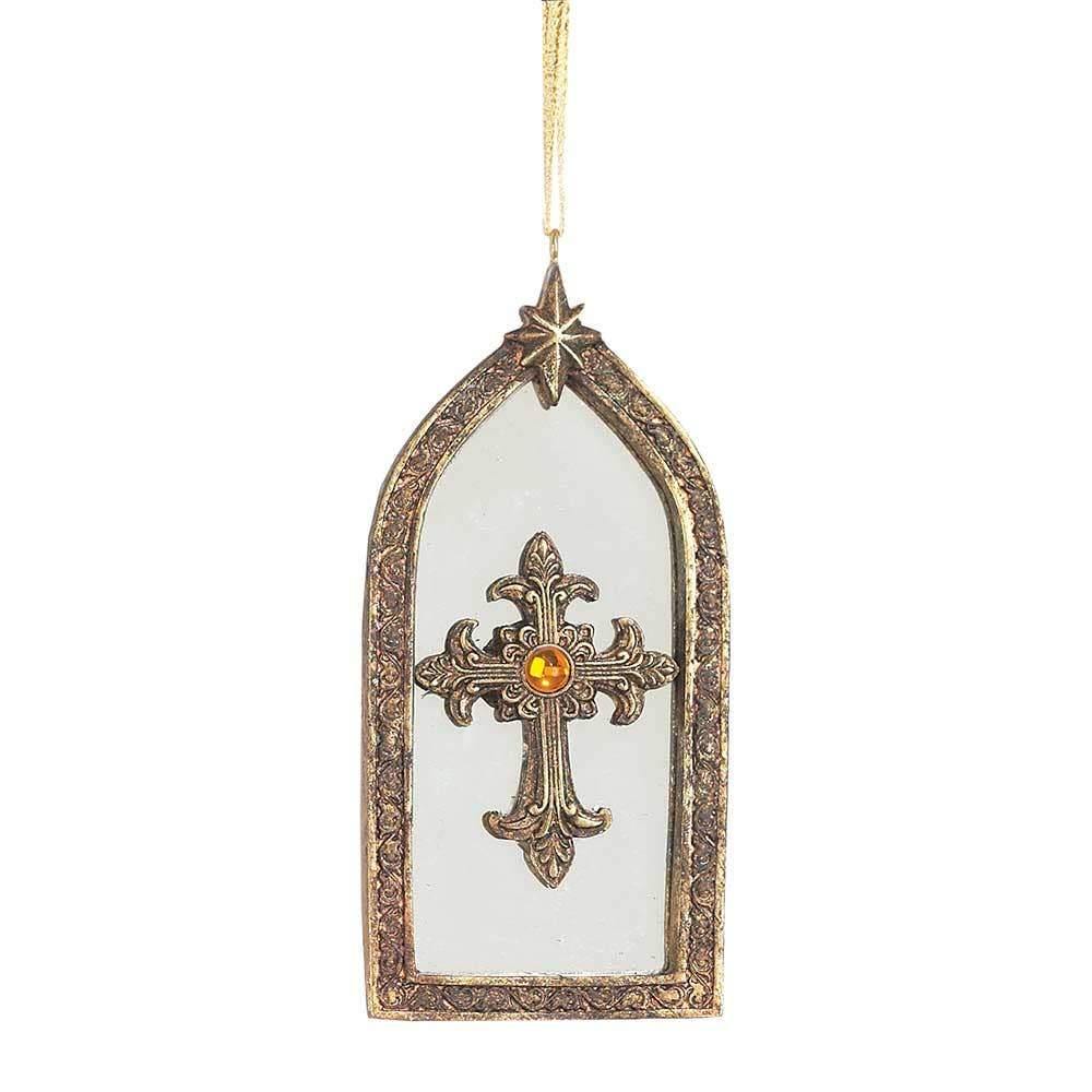 Gold Mirrored Resin Cross Ornament | Fruit of the Vine Boutique 