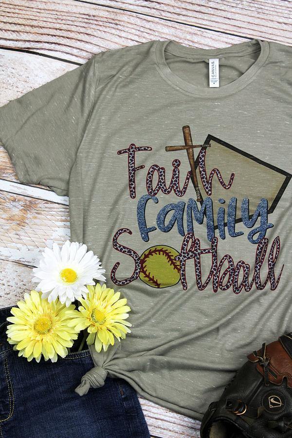 Faith, Family & Softball Tee | Fruit of the Vine Boutique 