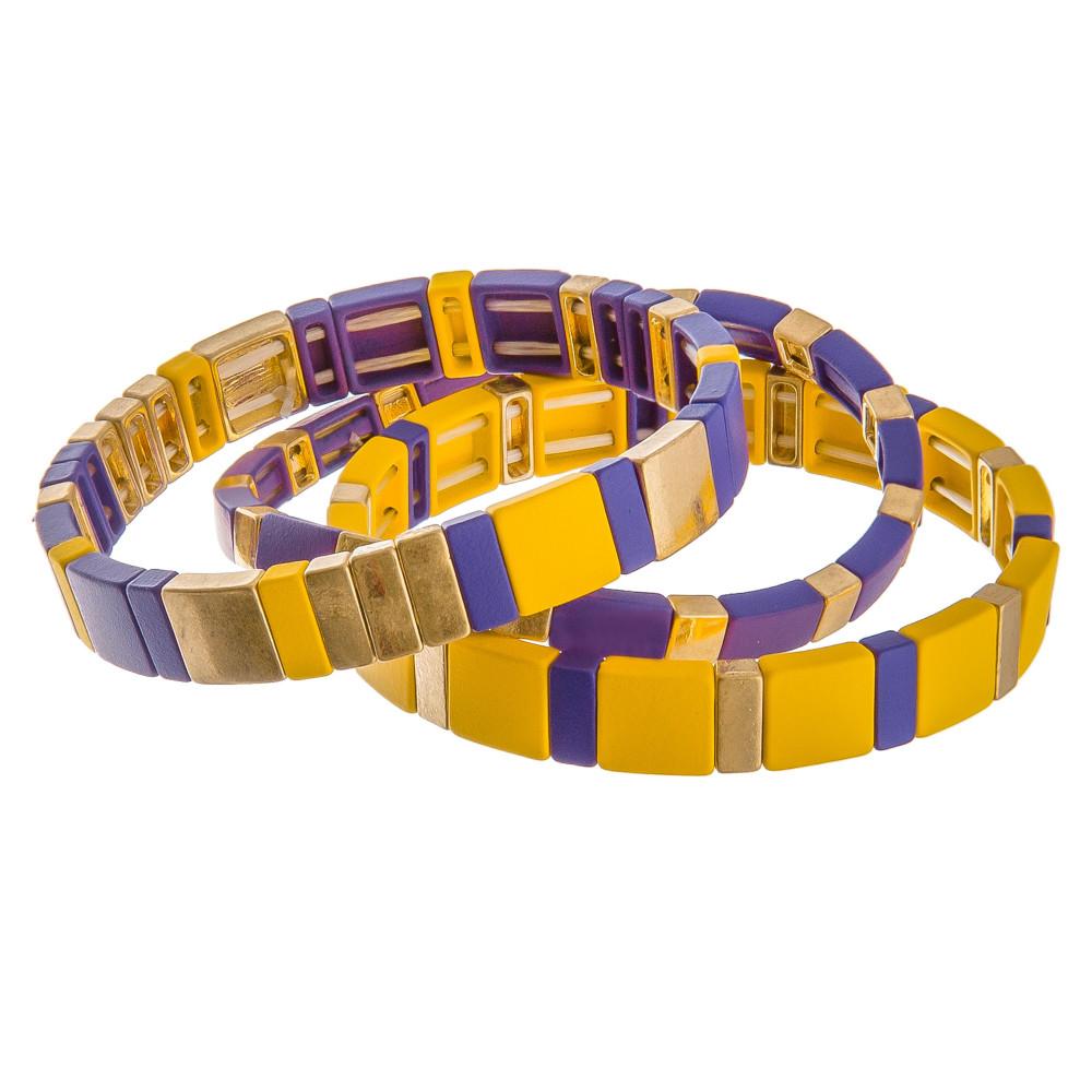 Purple & Yellow Color Block Bracelets - Fruit of the Vine