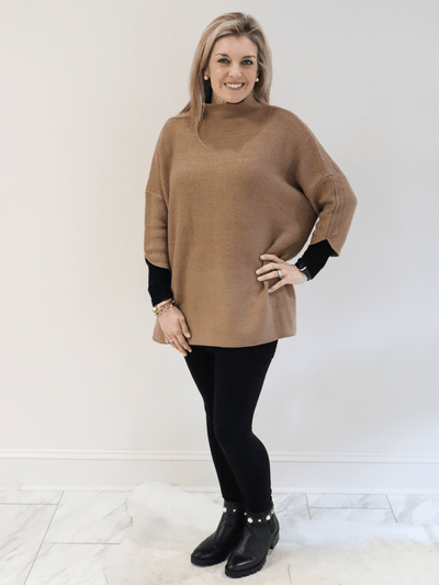 Long Sleeve Layering Top under a Kerisma Sweater front view.
