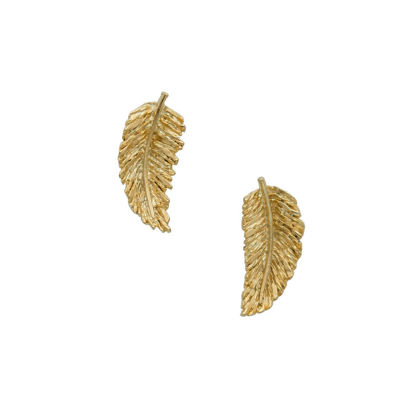 Textured gold leaf stud earrings