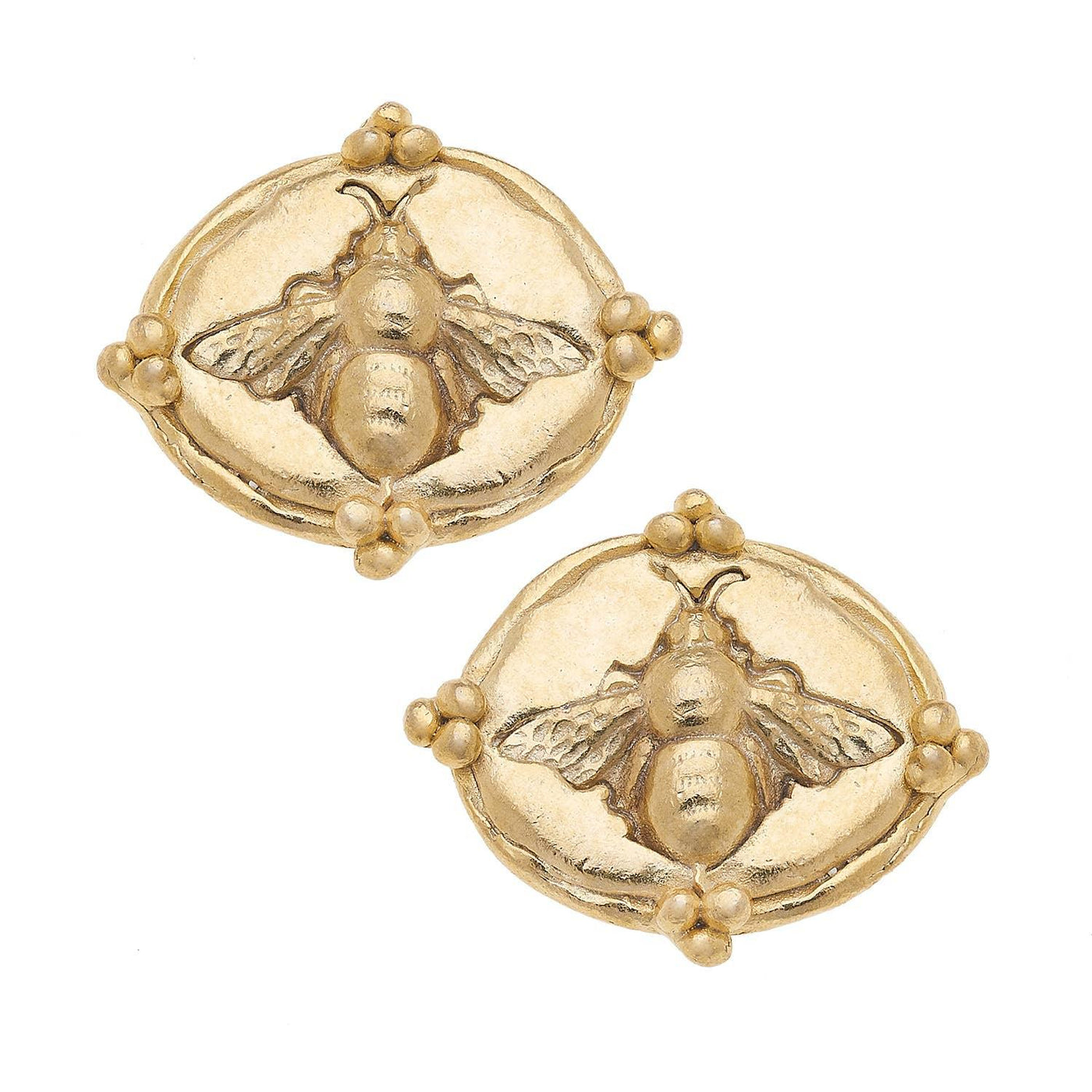 Gold Embellished bee stud earrings