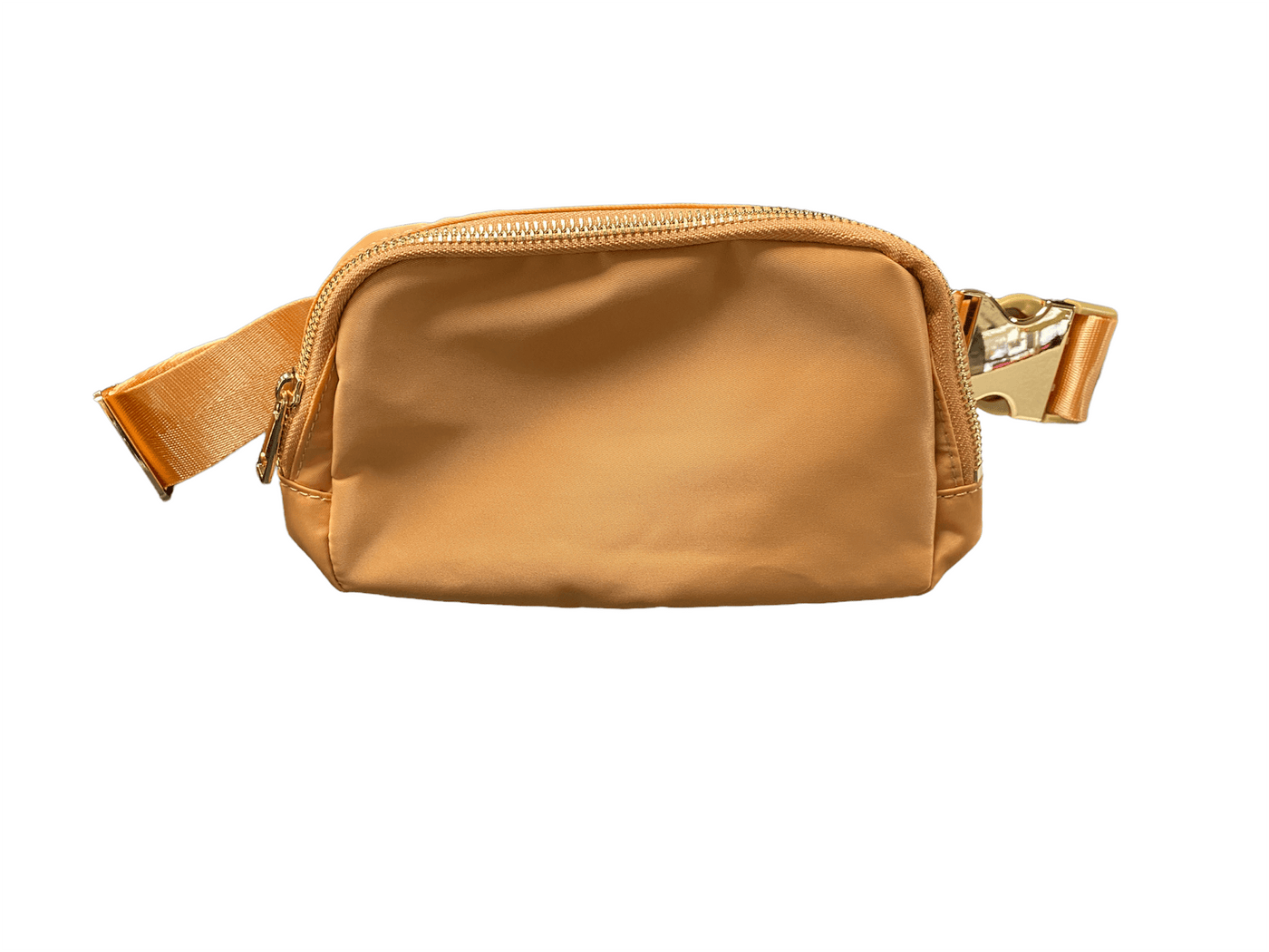 Peach Belt Bag with rose gold hardware.