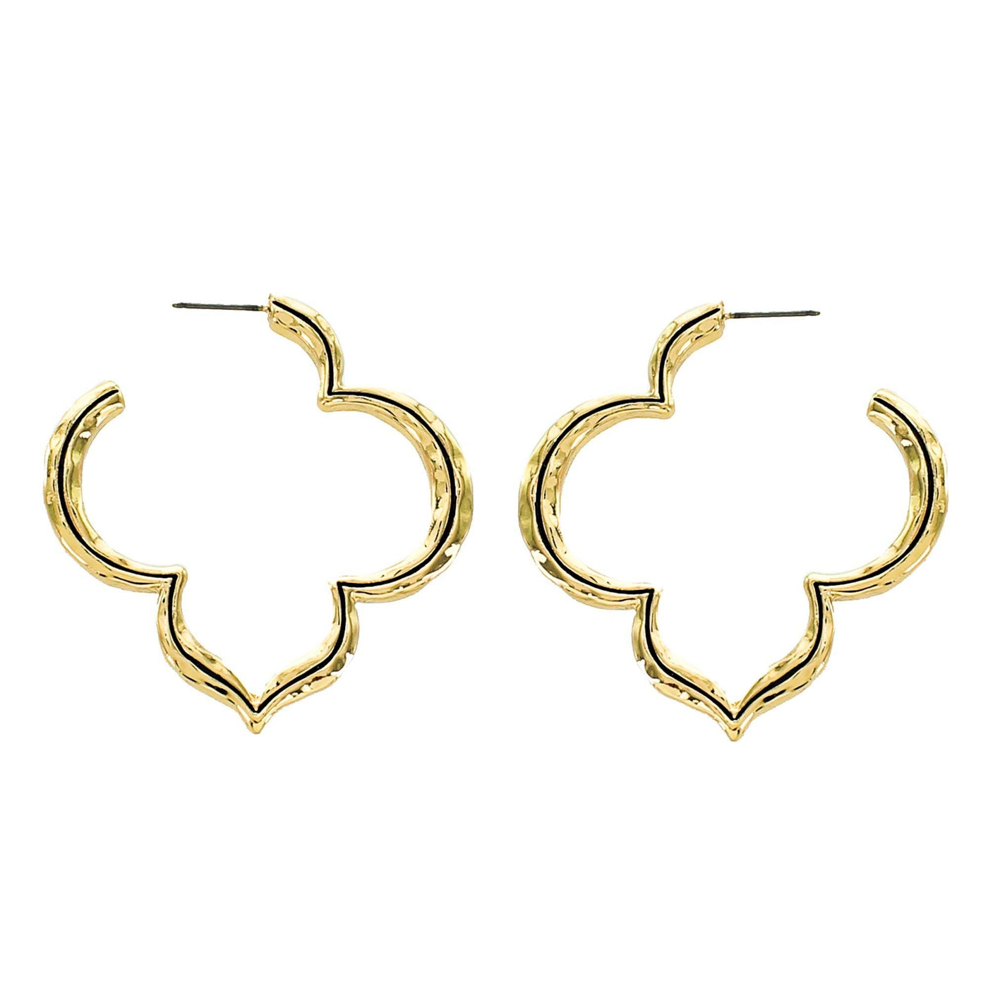 Hammered Gold Open Clover Earrings | Fruit of the Vine Boutique 