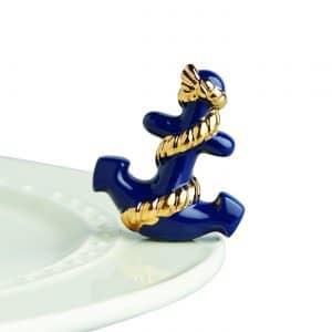 Navy blue anchor wrapped in gold rope mini
