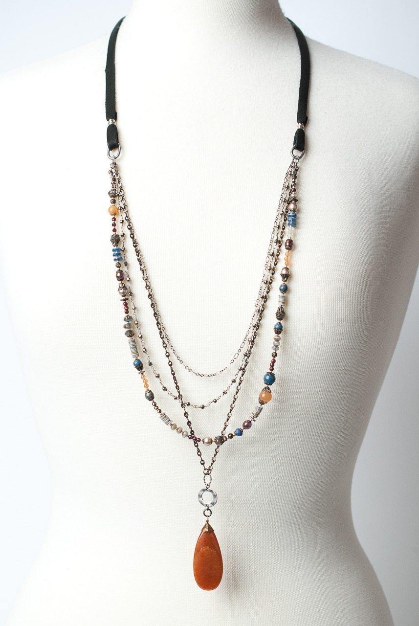 Awaken Leather Multistrand Collage Necklace – Fruit of the Vine Boutique