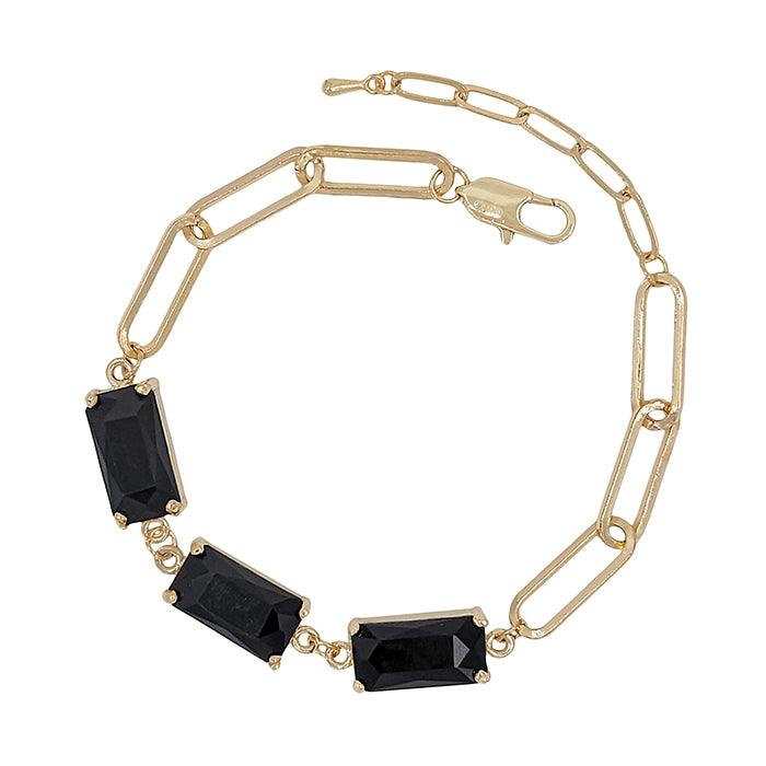 Black Crystal Paper Clip Chain Bracelet | Fruit of the Vine Boutique 