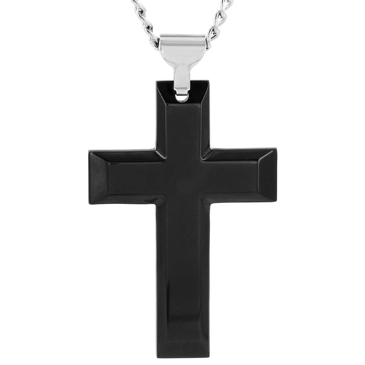 Crucible Black Plated Cross Pendant Necklace - Fruit of the Vine