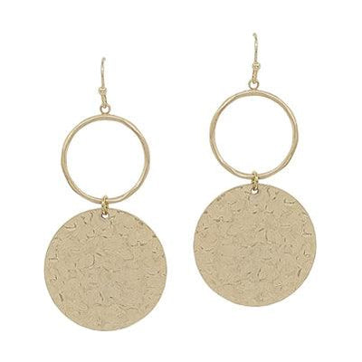 Worn Hammered Circle Drop Earrings | Fruit of the Vine Boutique 