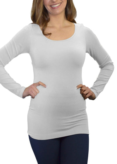 Solid Long Sleeve Round Collar Top | Fruit of the Vine Boutique 